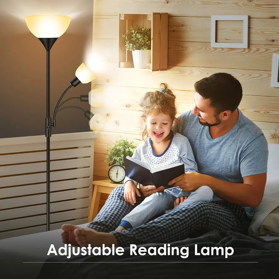 Elegant Torchiere Floor Lamp With Adjustable Reading Lamp