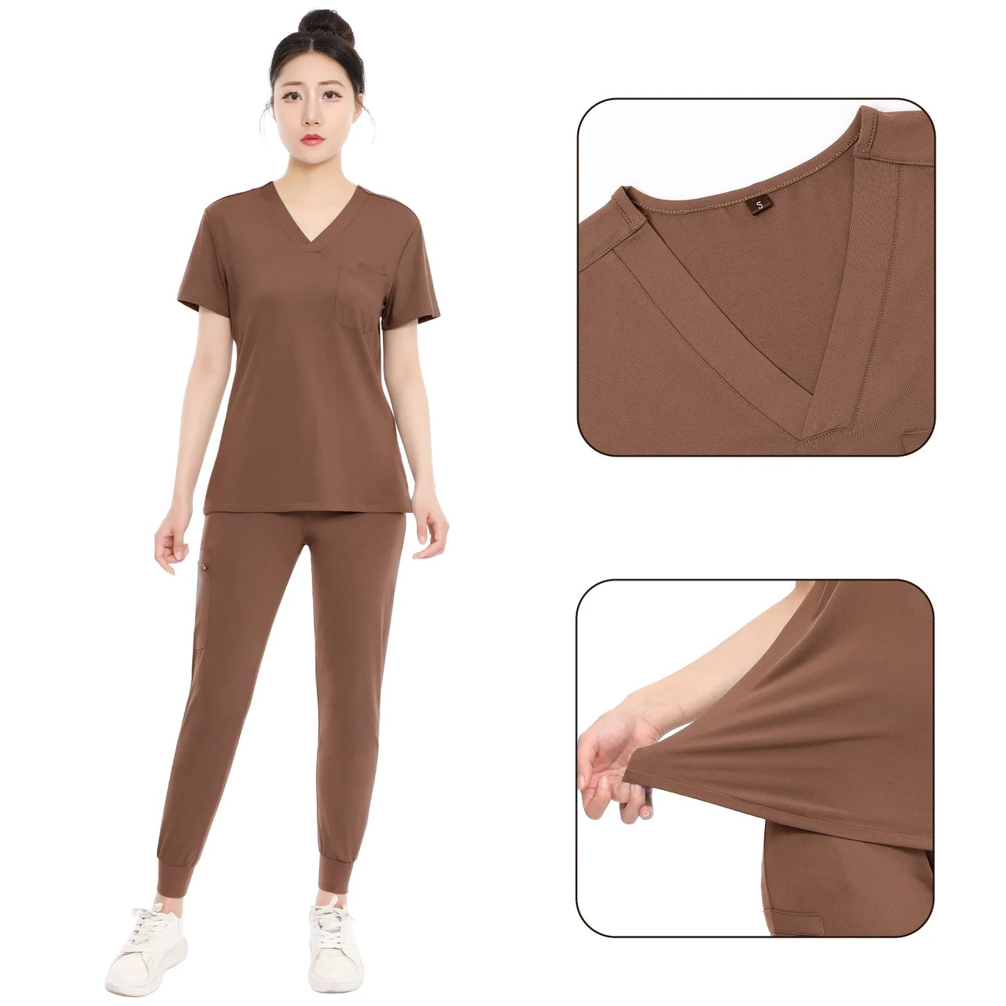 Nurse Uniform Scrubs Set For Women V Neck Medical Scrubs