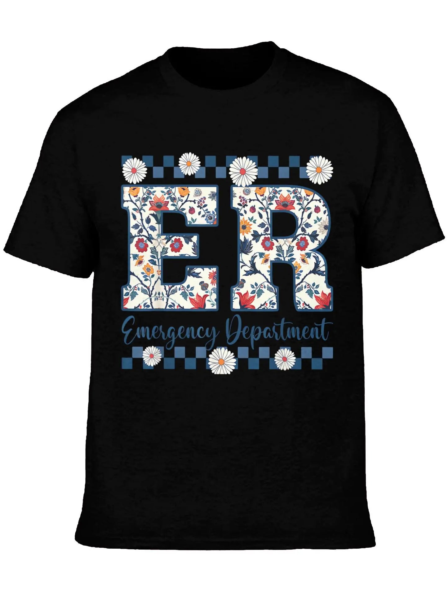 Men' Emergency Room RN Nurse T-Shirt Loose Fit Symbol Print RN Badge for Hospital Staff