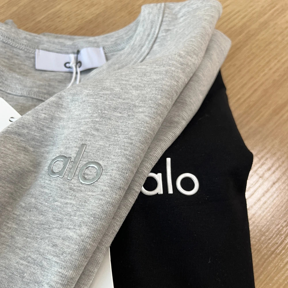 ALO Letter Printing T Shirt Women Clothes Sports Slim Fit
