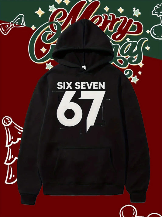 Men's Funny Meme Number 67 Hooded Jacket Gothic Street Style