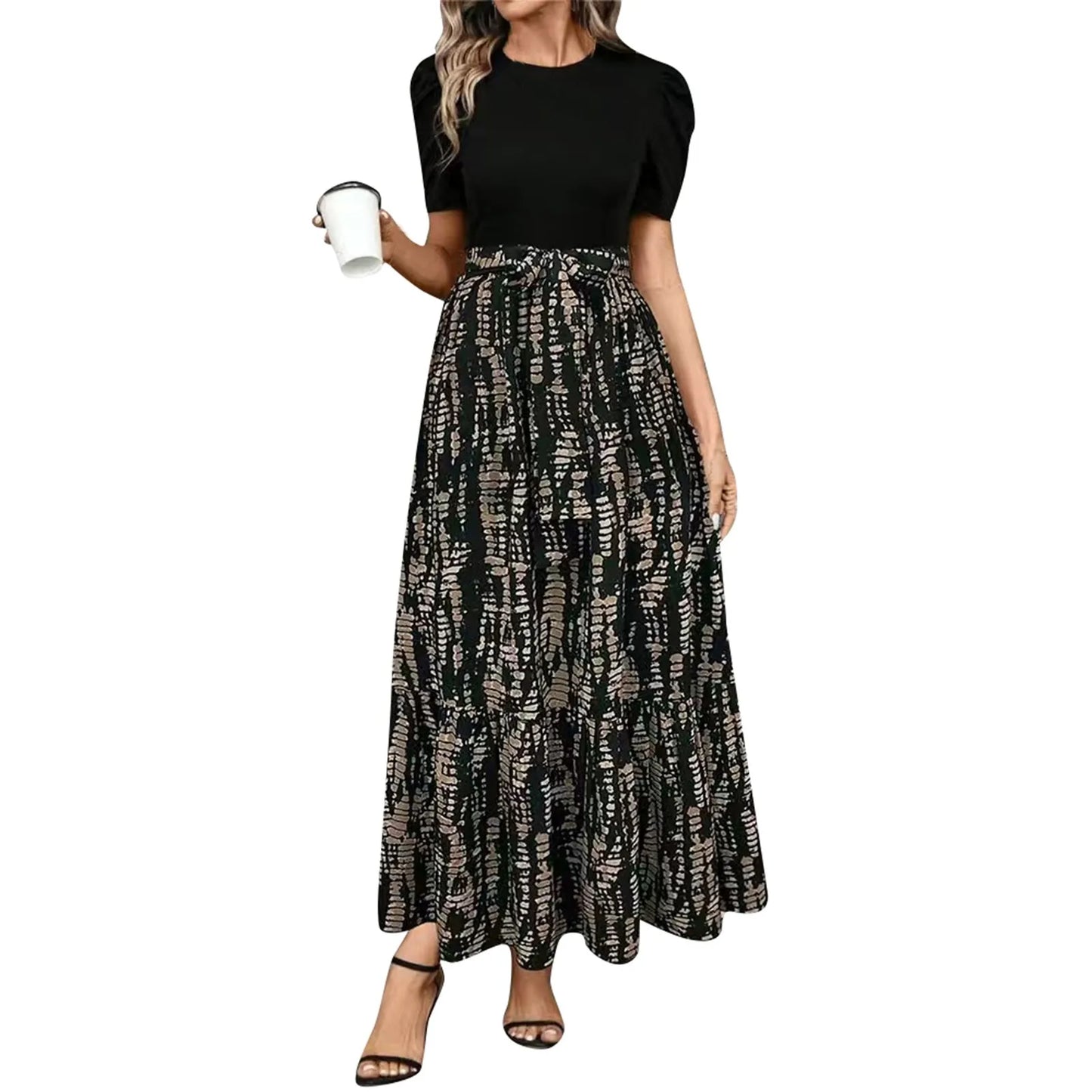 Women's Dresses High Waist Floral Print Dress Elegant Fashionable