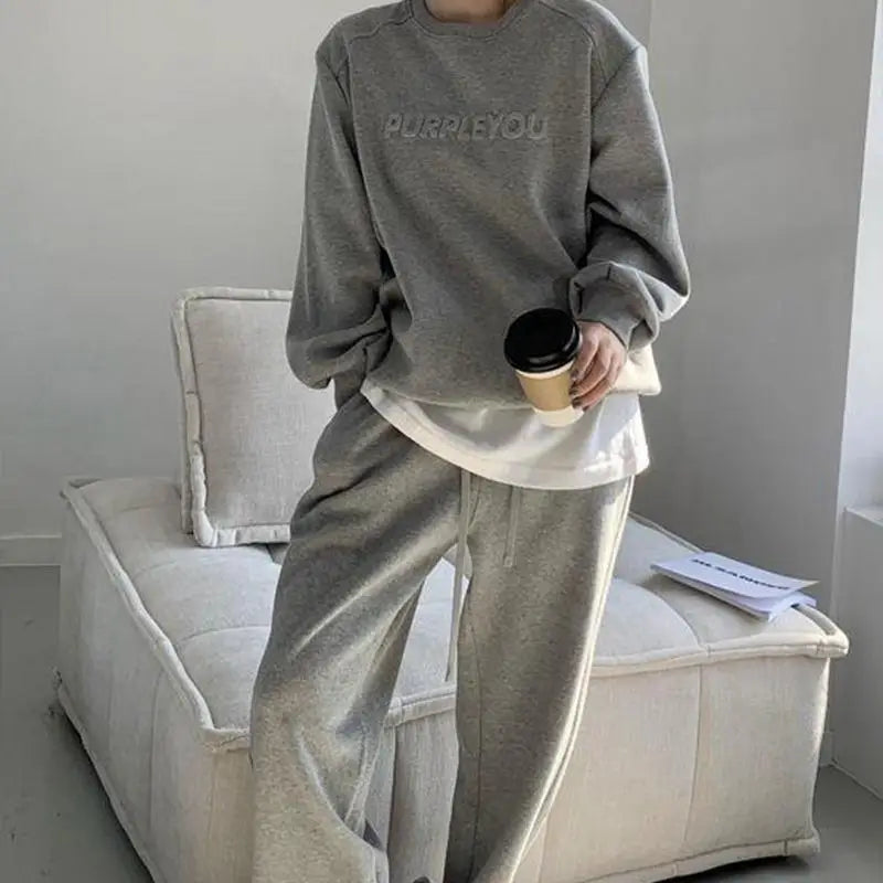 Women Fleece Tracksuit Sets Winter Long Sleeve Sweatshirts Jogger Pant