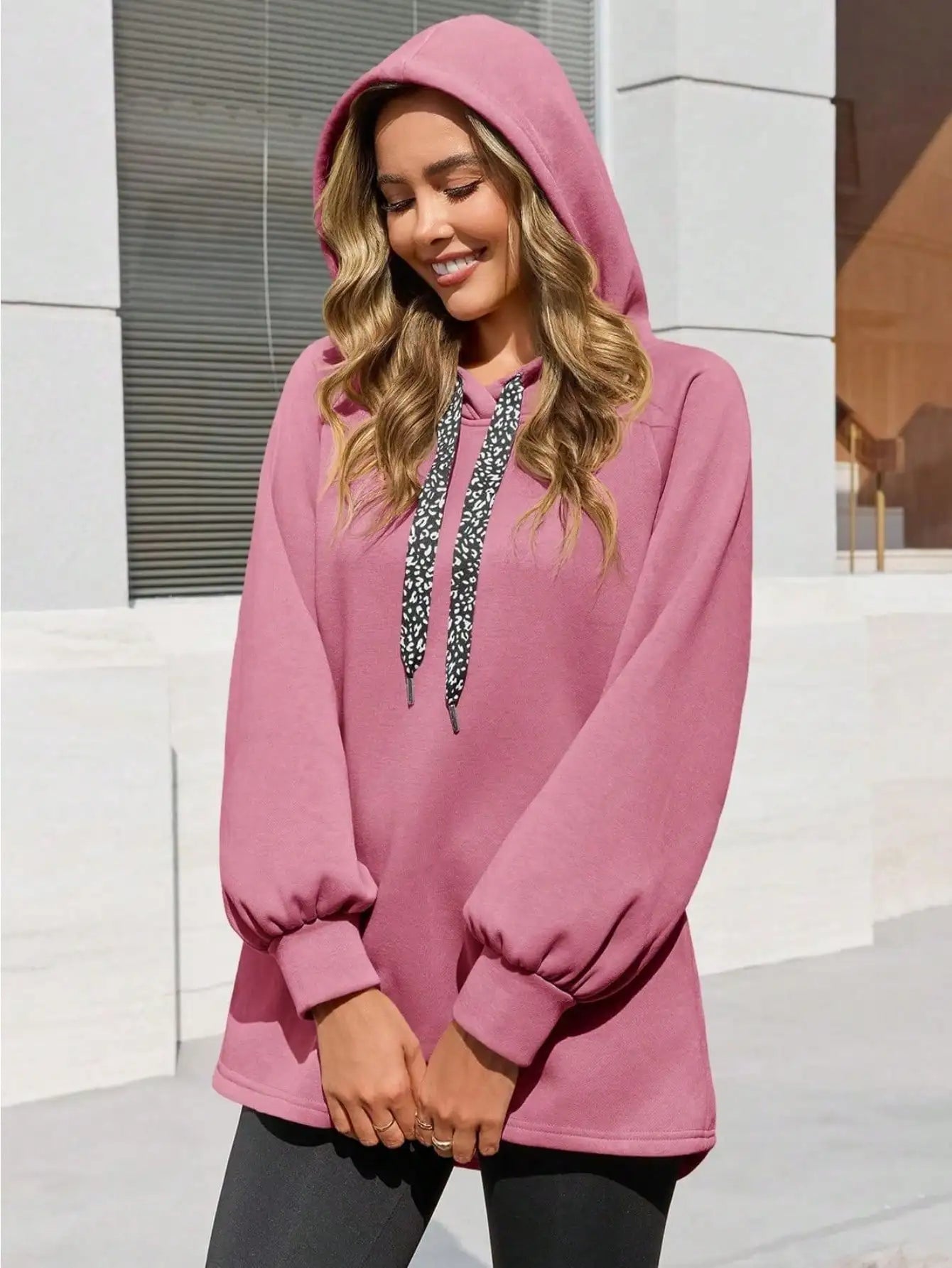 Womens Casual Oversized Hoodies Loose Drawstring Long Sleeve Fleece Hooded Pullover