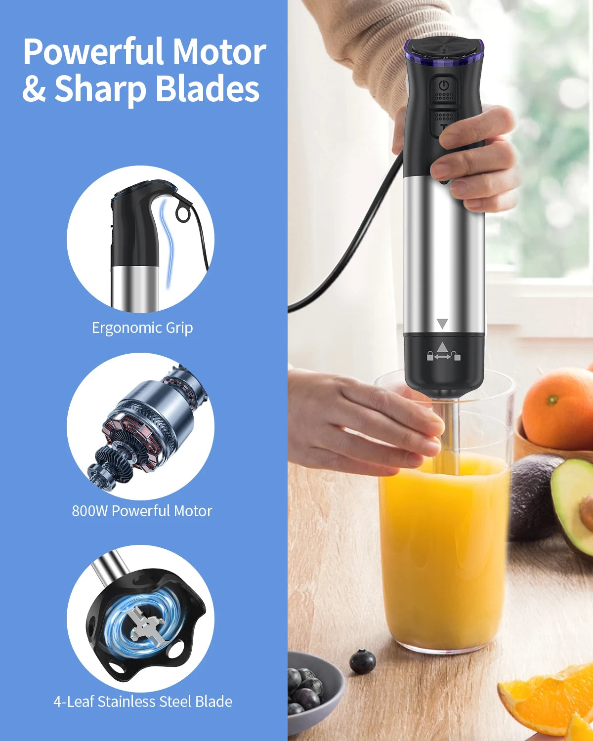 Kitchen Hand Blender for soups, smoothies, purees and baby food.