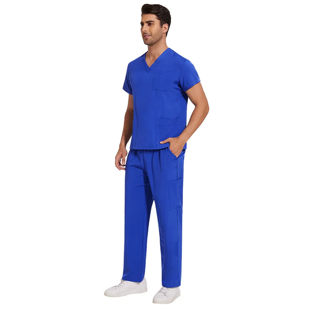 Clinical Green Gray Blue White Sanitary Dentist Medical Nursing Veterinary Surgical Scrubs Set