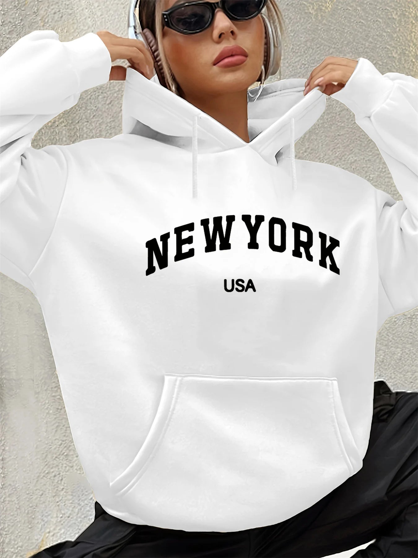 Women's Autumn and Winter Warm and Loose Casual New York USA Sweatshirt