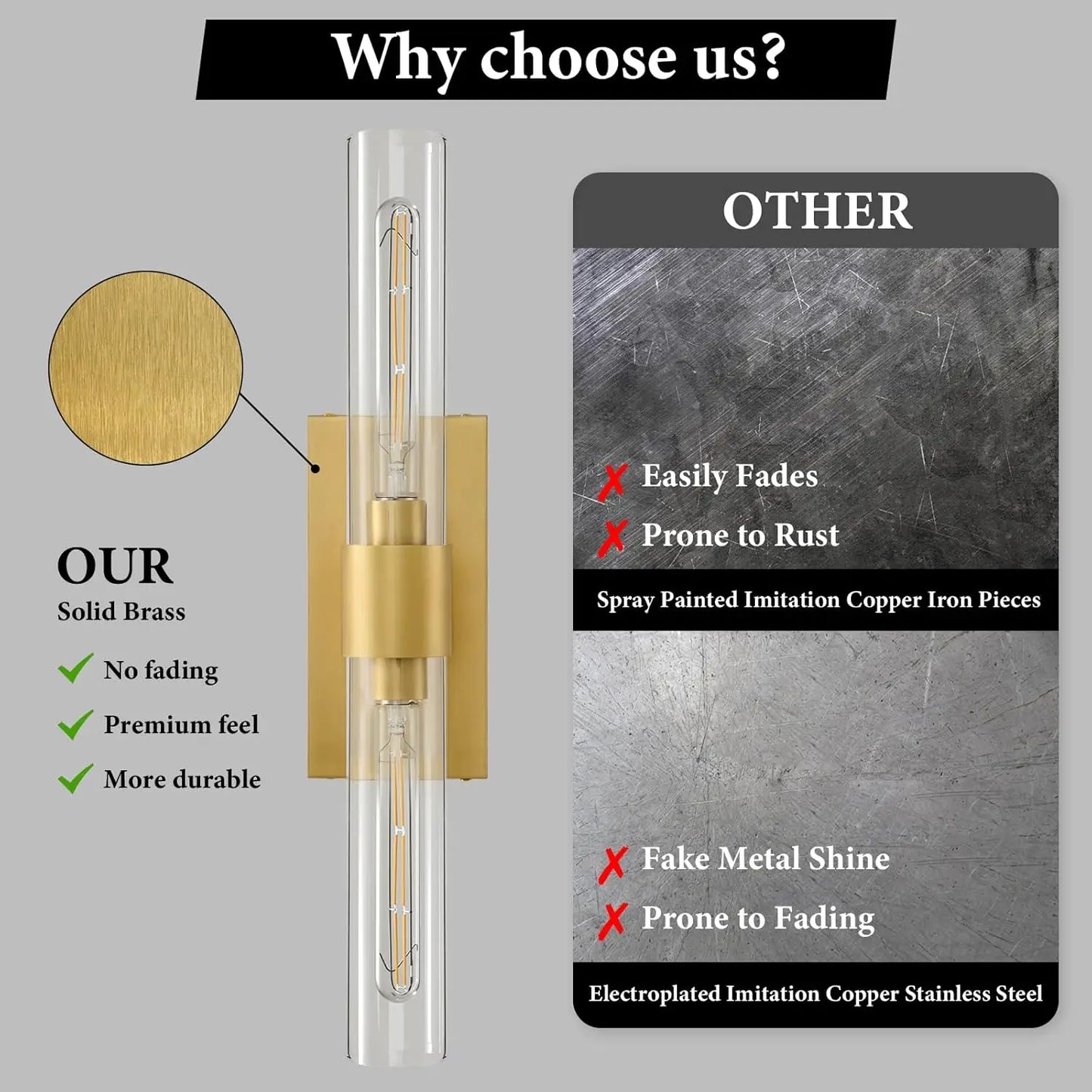 Wall Sconce Set Of 2 With Clear Glass Tubes Dimmable