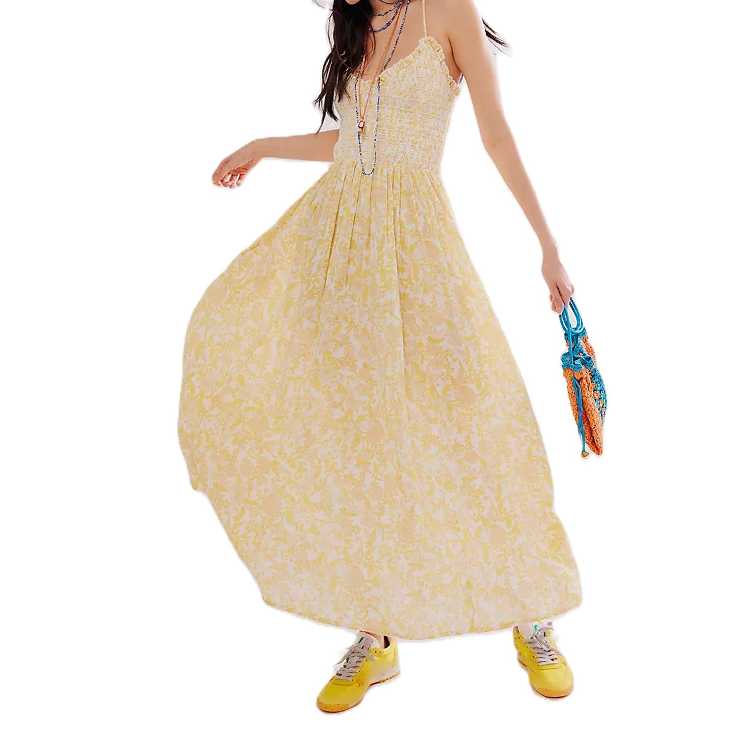 Elegant V-Neck Sleeveless Maxi Dress with Lace Trim Flowy A-Line Evening Gown