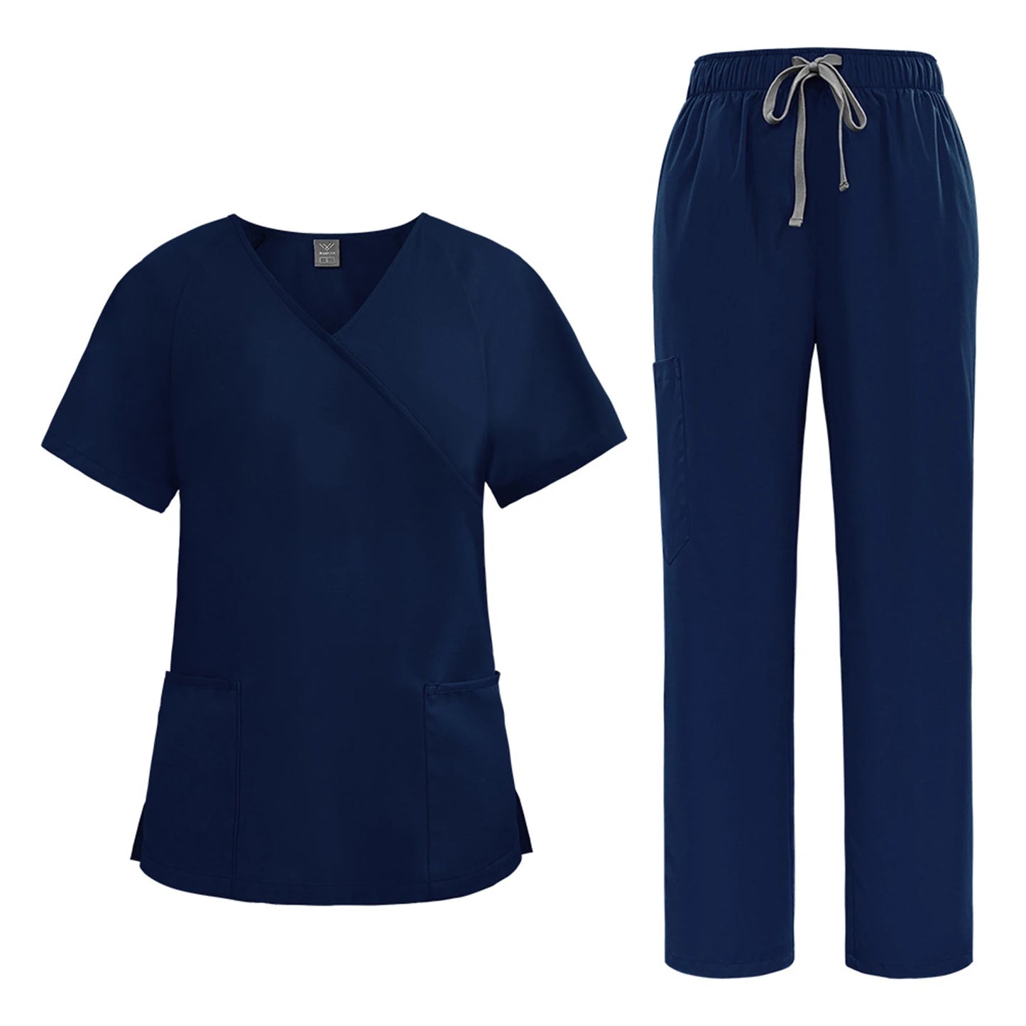 Women's Nurse Scrub Set Asymmetric V-Neck Short Sleeve Multi-Color Multi-Pocket Straight Pants
