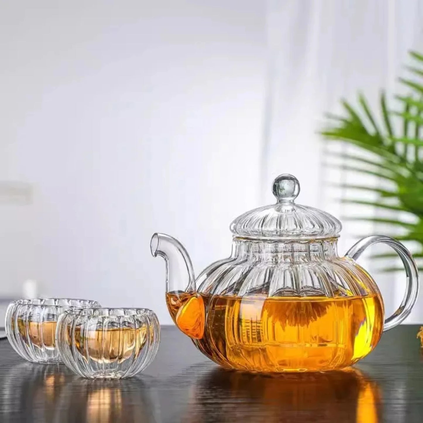 High Borosilicate Heat Resistant Glass Pumpkin Kettle Tea Infuser Filter Teapot Chinese Teawear Flower Pot 600ml