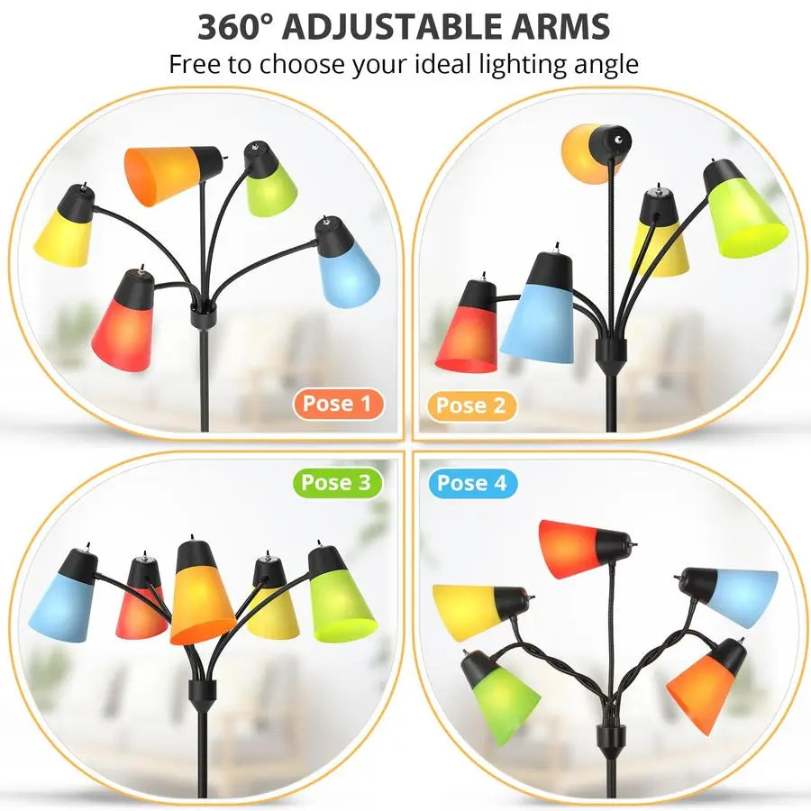 LED Floor Lamp Multi Head Modern Tall Rustic Reading Light