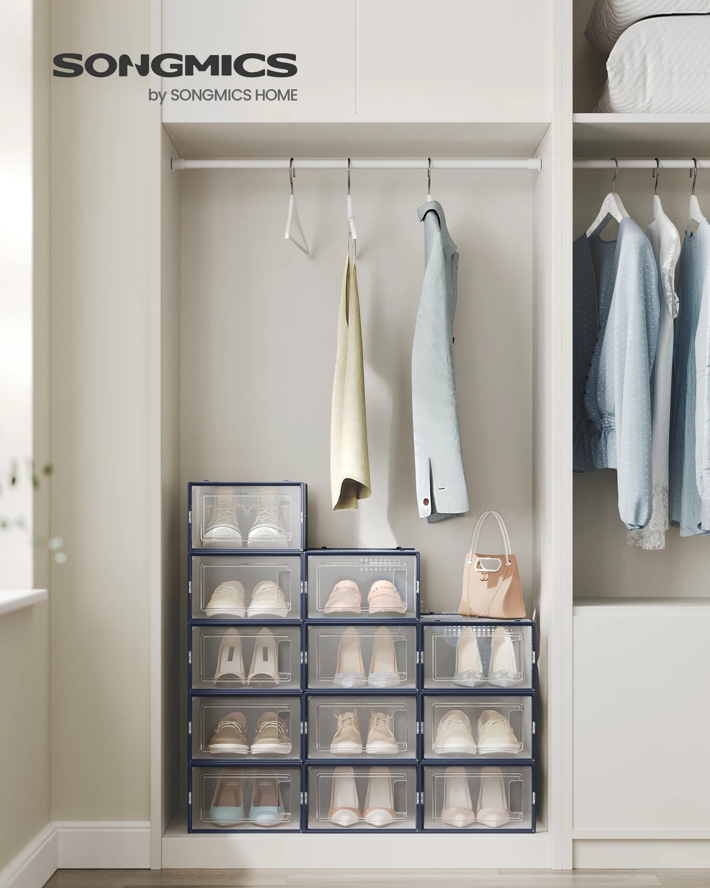 SONGMICS Shoe Boxes,Pack of 12 Shoe Storage Organizers,