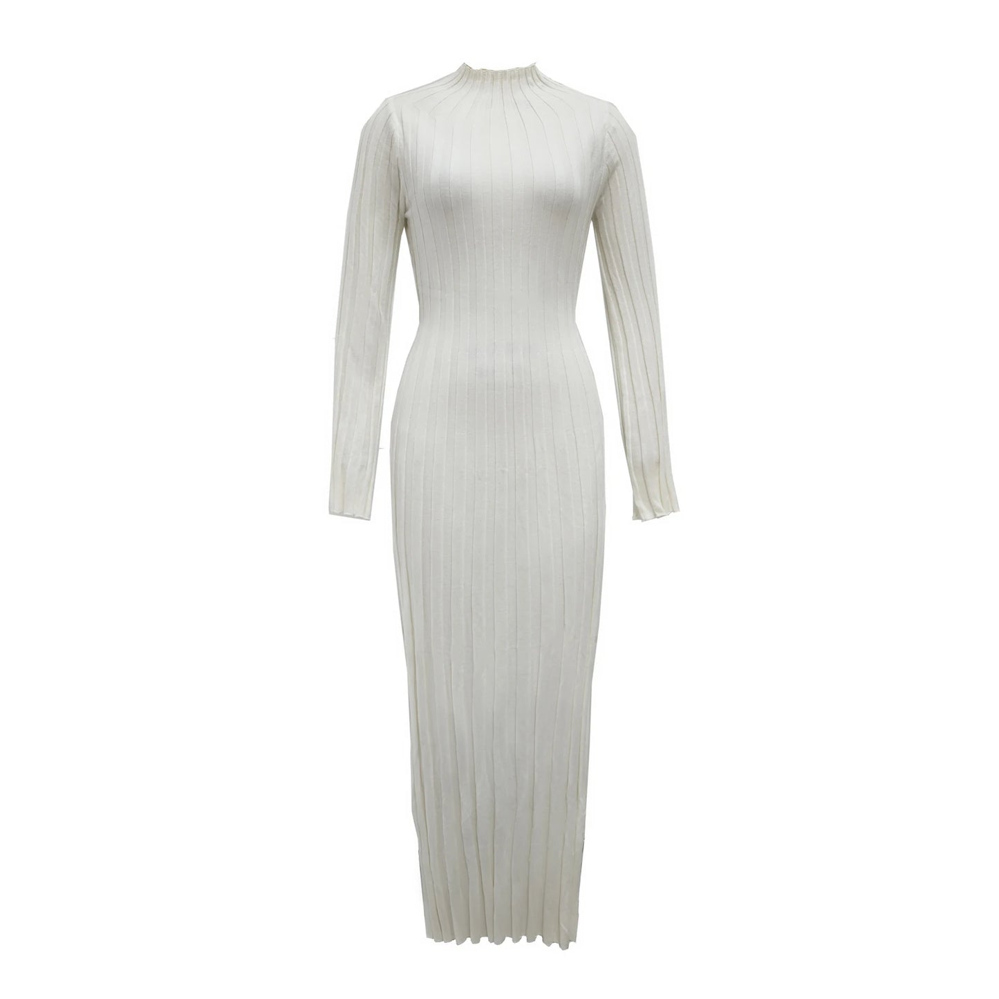 Velvet Knit Turtleneck Midi Sweater Dress Womens Long Sleeve