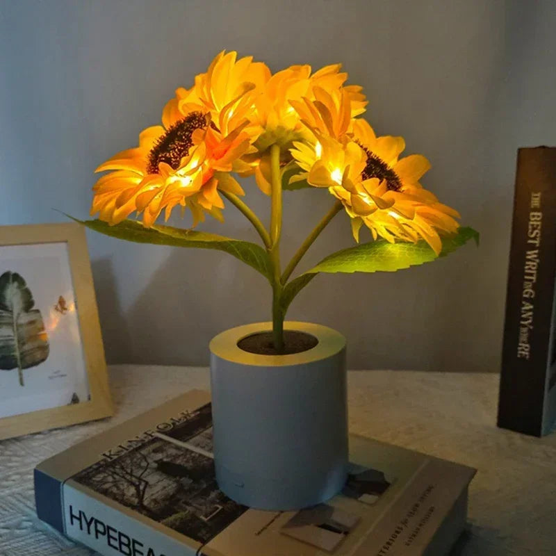 LED Night Light Sunflower Rechargeable Bedside Desk Lamp