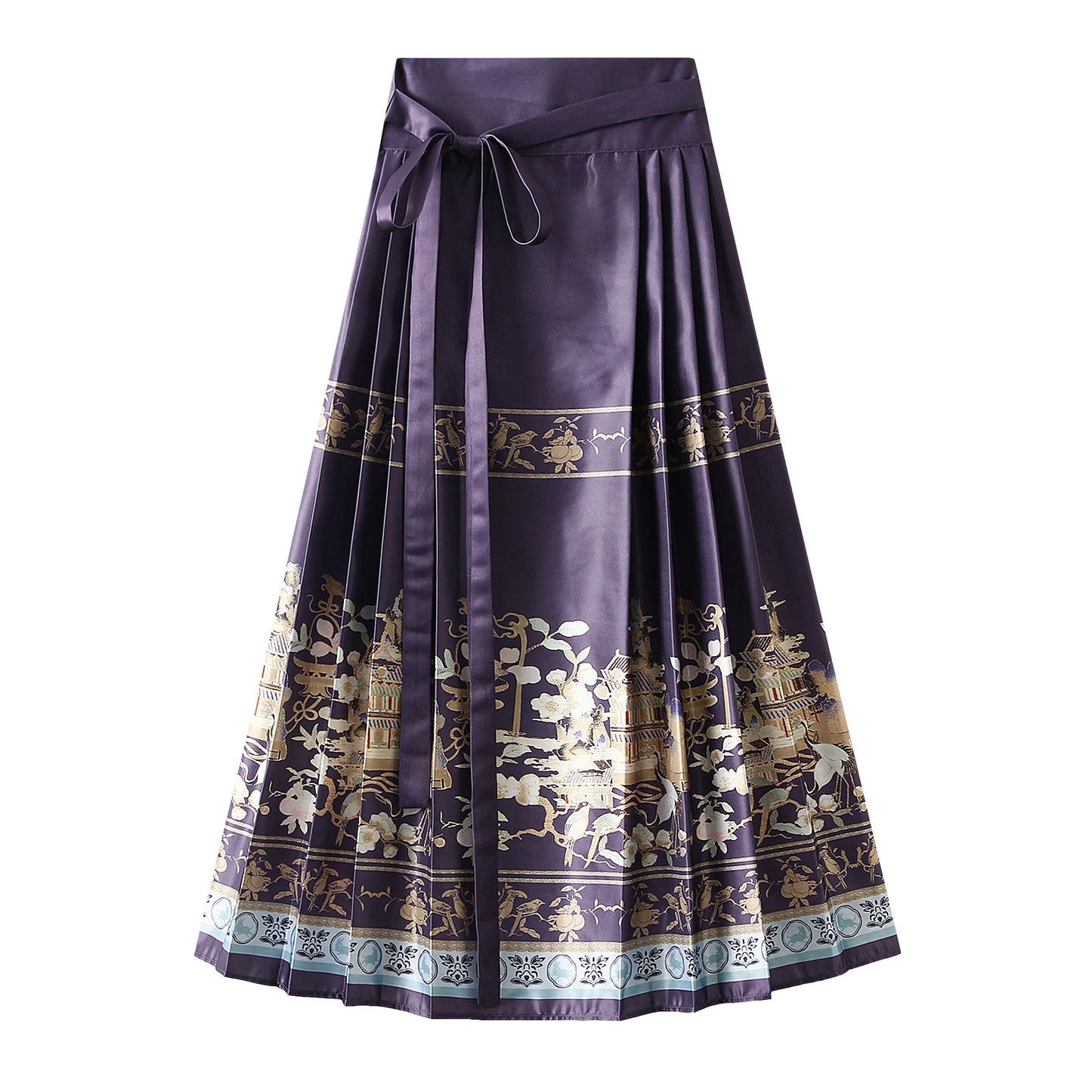 Women s Horse Face Skirt Elegant Phoenix Character Flower Print Pleated
