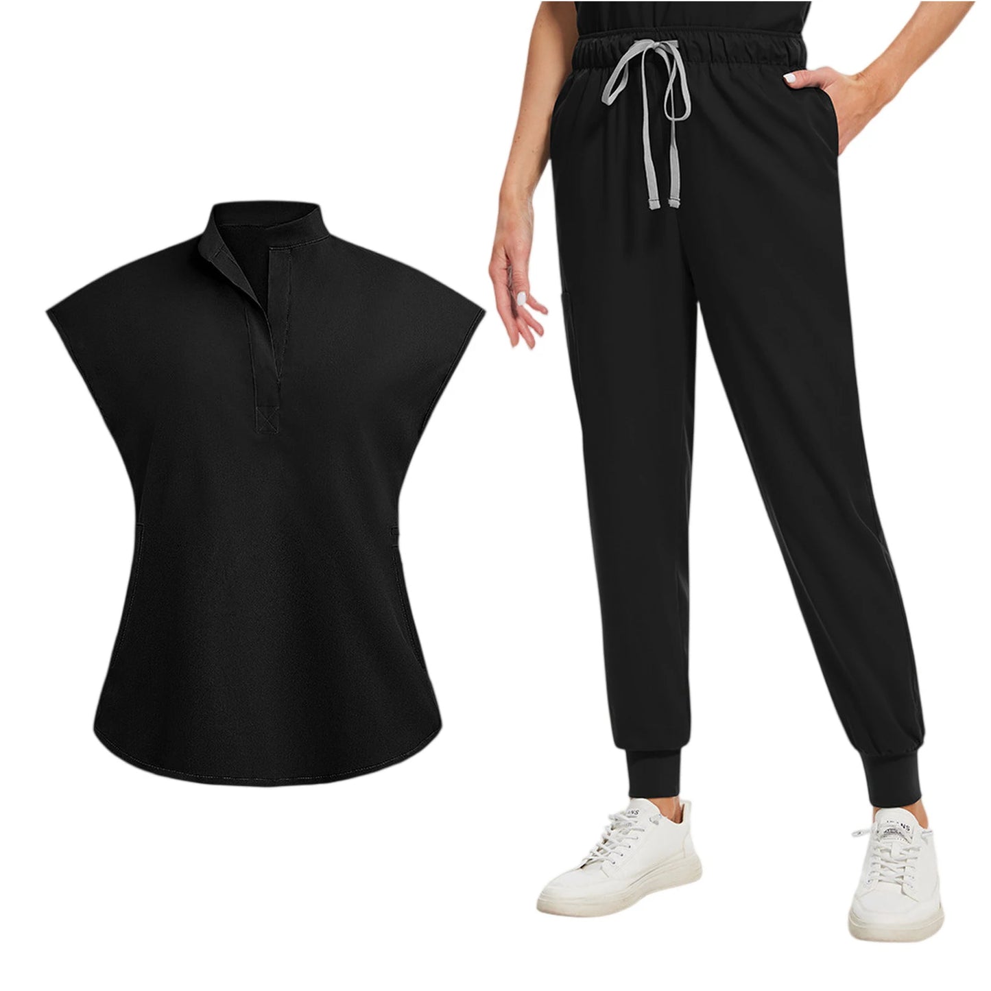 Anti-Wrinkle Professional Short Sleeve V-neck Scrubs Uniforms  Unisex  Clinical Surgical Nursing