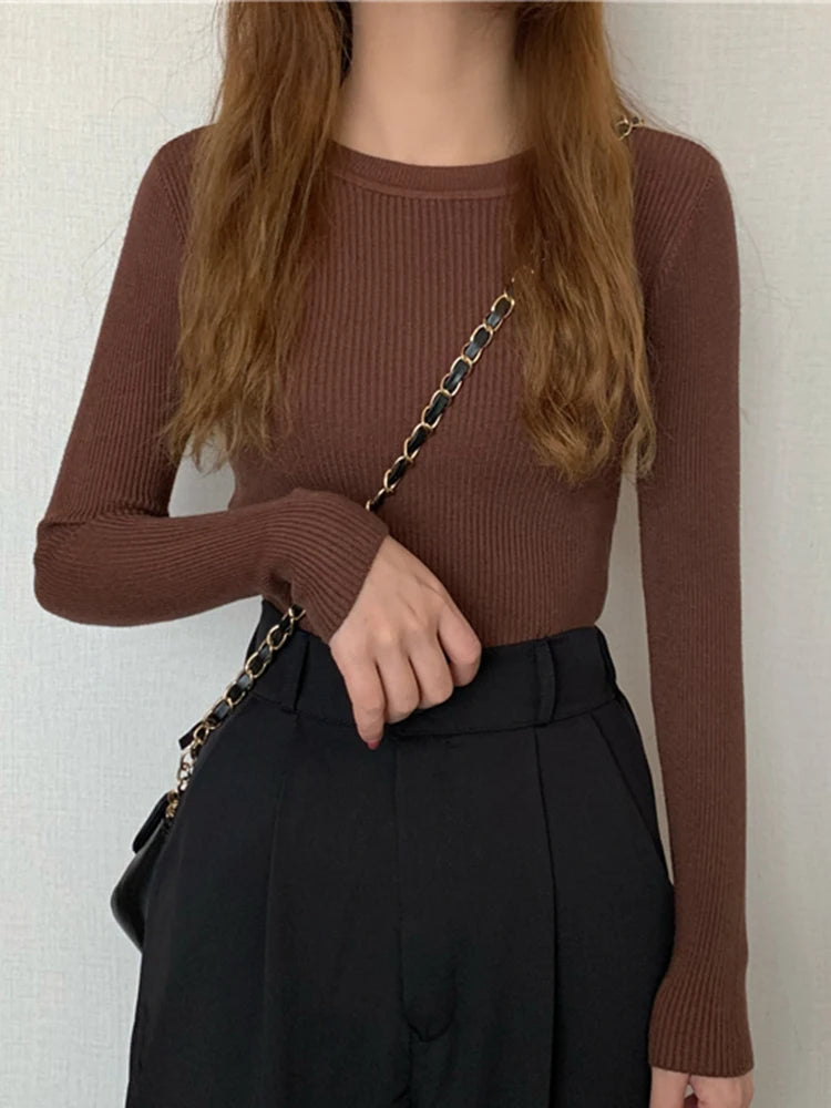 2025 New Women Sweater Autumn Winter Long Sleeve Pullover Basic Top Fashion O-neck