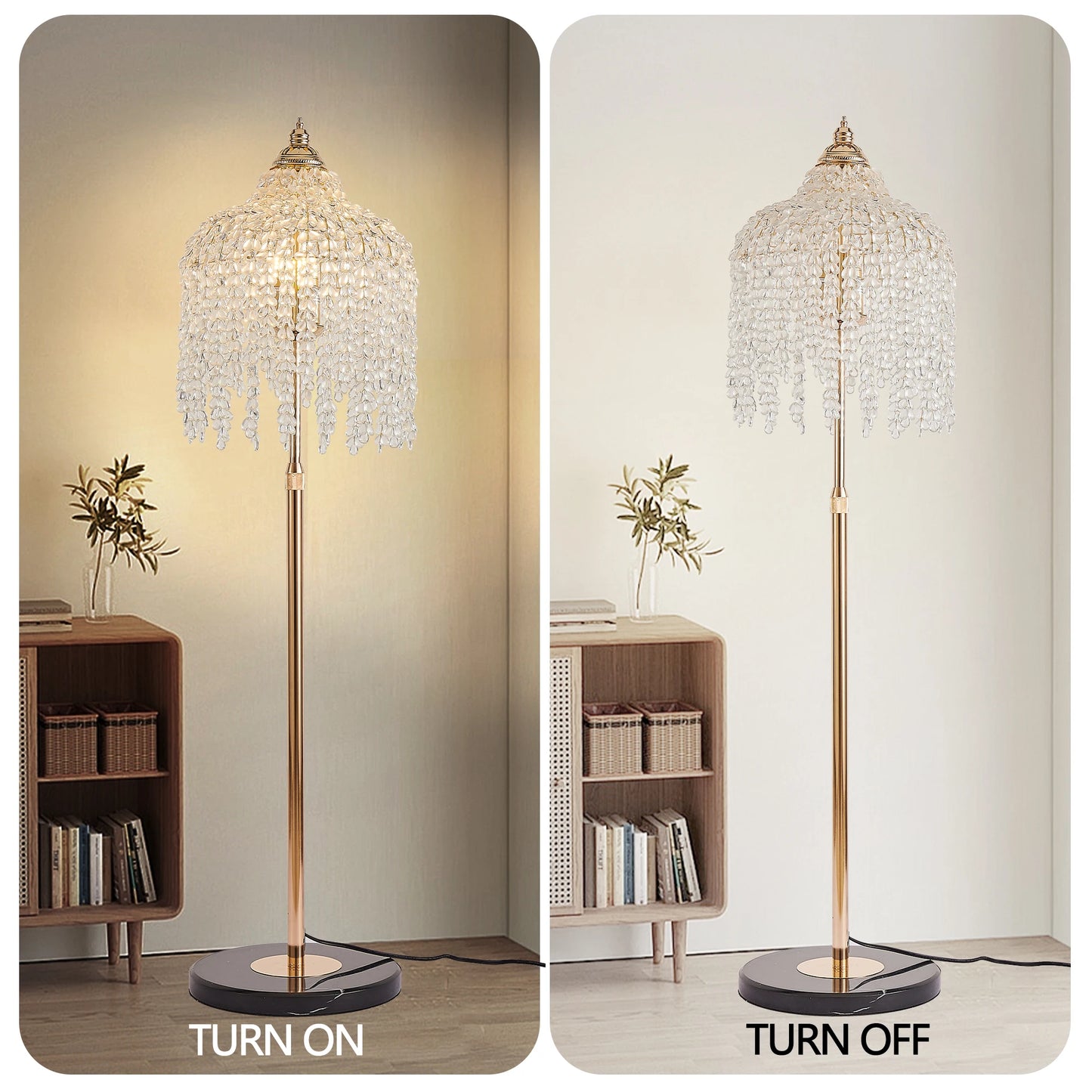 L011009 Crystal Pendant Floor Lamp American Retro Style