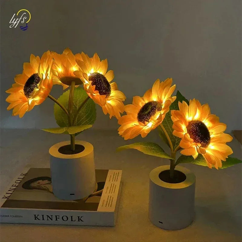 LED Night Light Sunflower Rechargeable Bedside Desk Lamp