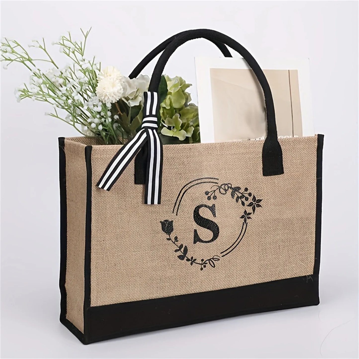 Jute/Canvas bag for work, outdoor, large capacity commuting, art, student, book, women's shoulder bag