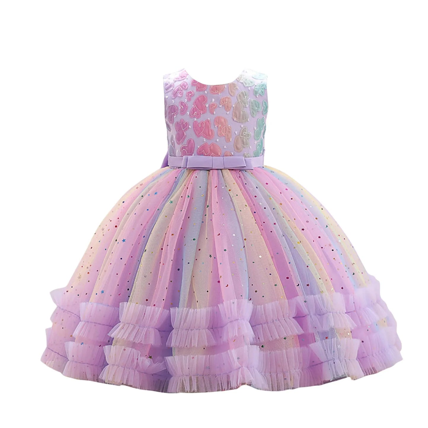 Summer Dress Kids Girls Clothes Cartoon Animal Mermaid Butterfly Rainbow Sleeveless Princess Pongee Dress