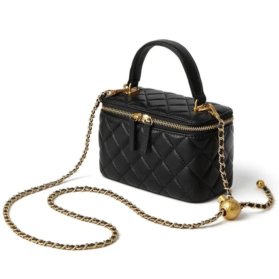 Quilted Box Crossbody Purse For Women Designer Leather Mini Top Handle Pouch Bag