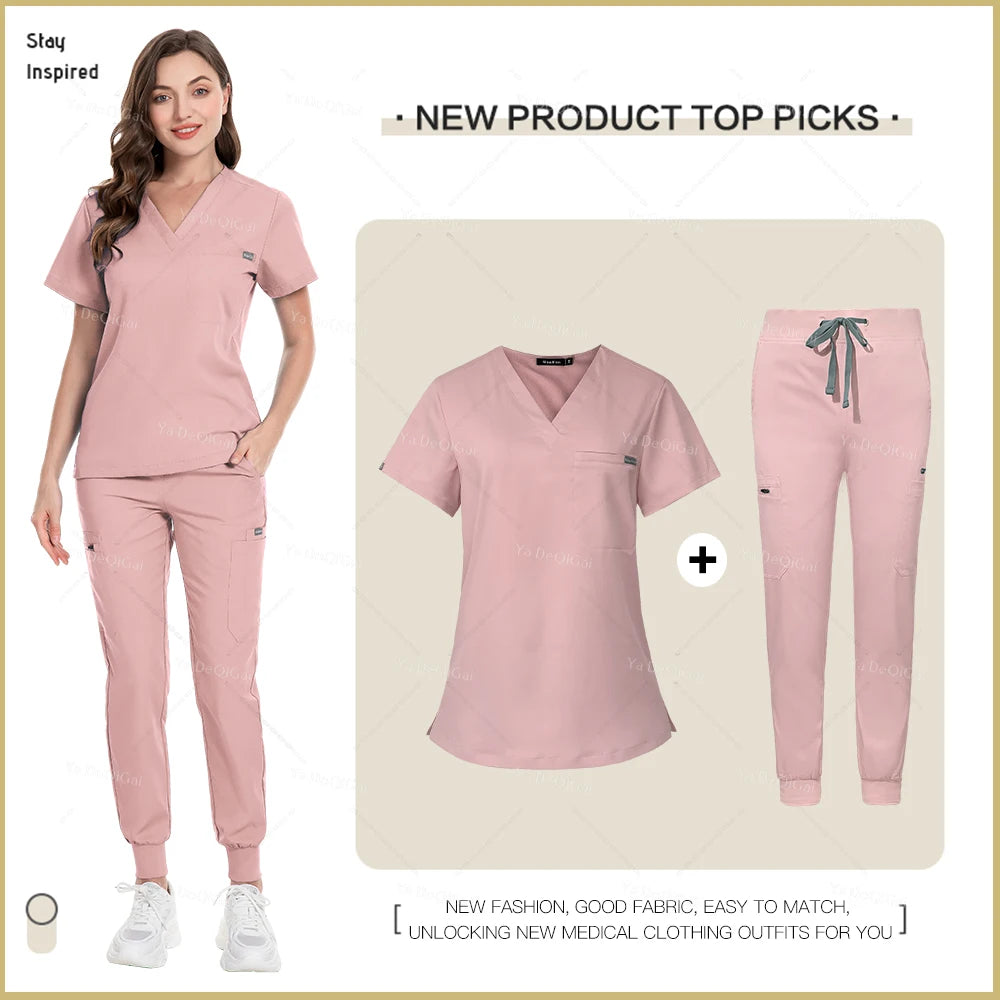 New Nurse Uniforms Women Men Casual Jogger Pants Set Pharmacy, Medical Doctor Nursing Uniform  Suit
