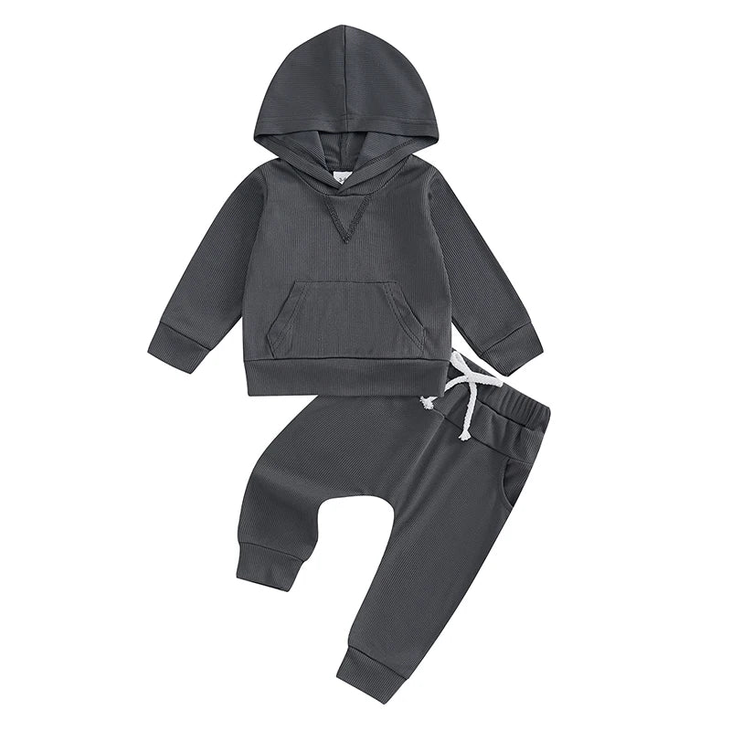 Toddler Boy Winter Outfit Cozy Fleece Pullover Hoodie and Warm Pants Set