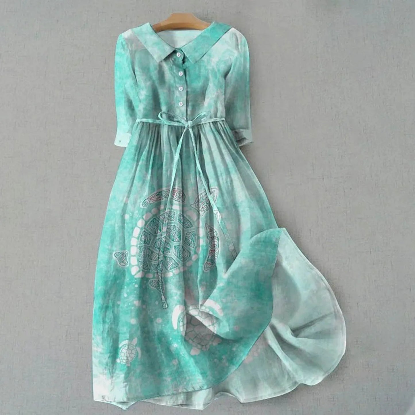 French Style Shirt Dress With Lapel Button Up For Women