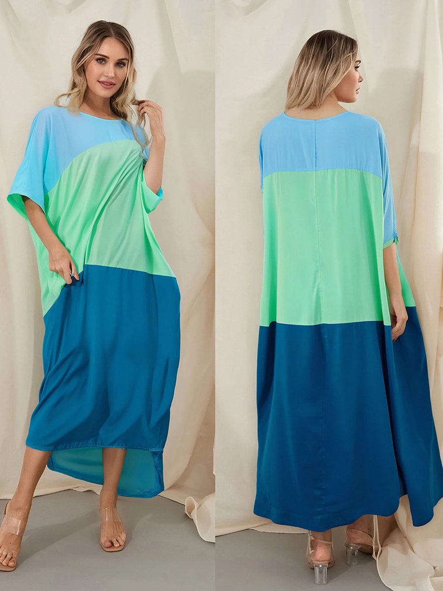 Elegant Maxi Dress Short Sleeve V-Neck Floral Print A-Line