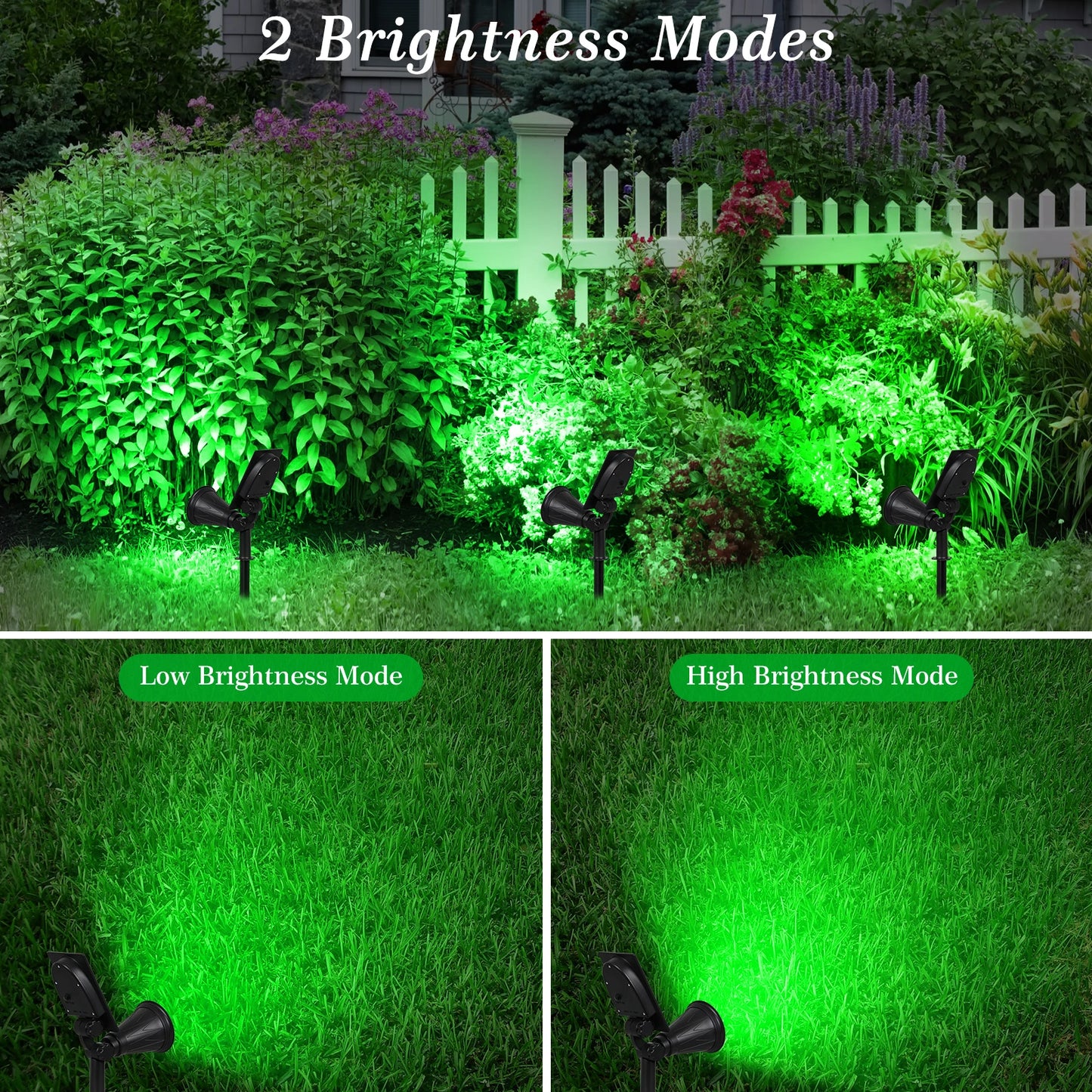 2pcs Green Led Solar Lights Solar Spotlight IP65 Waterproof Solar Wall Light Solar Garden Light