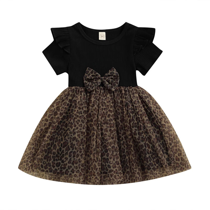 Girls Summer Dress Sleeveless Floral Printed Ruffled Bowknot