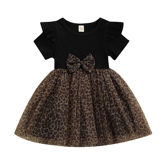 Girls Summer Dress Sleeveless Floral Printed Ruffled Bowknot