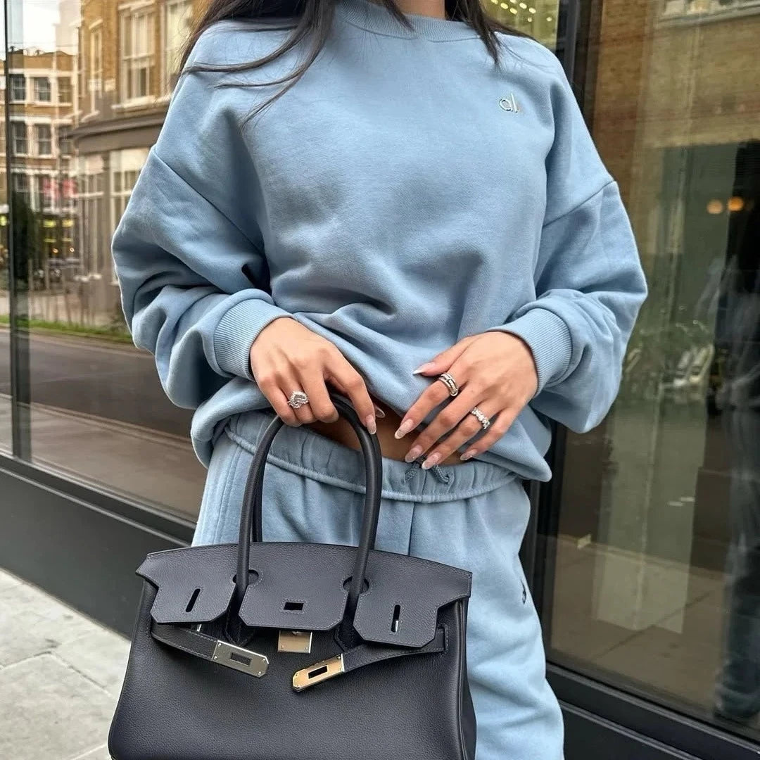 Long-sleeved Pullover Women Black Sports O-neck Korean Oversized Hoodie Tops