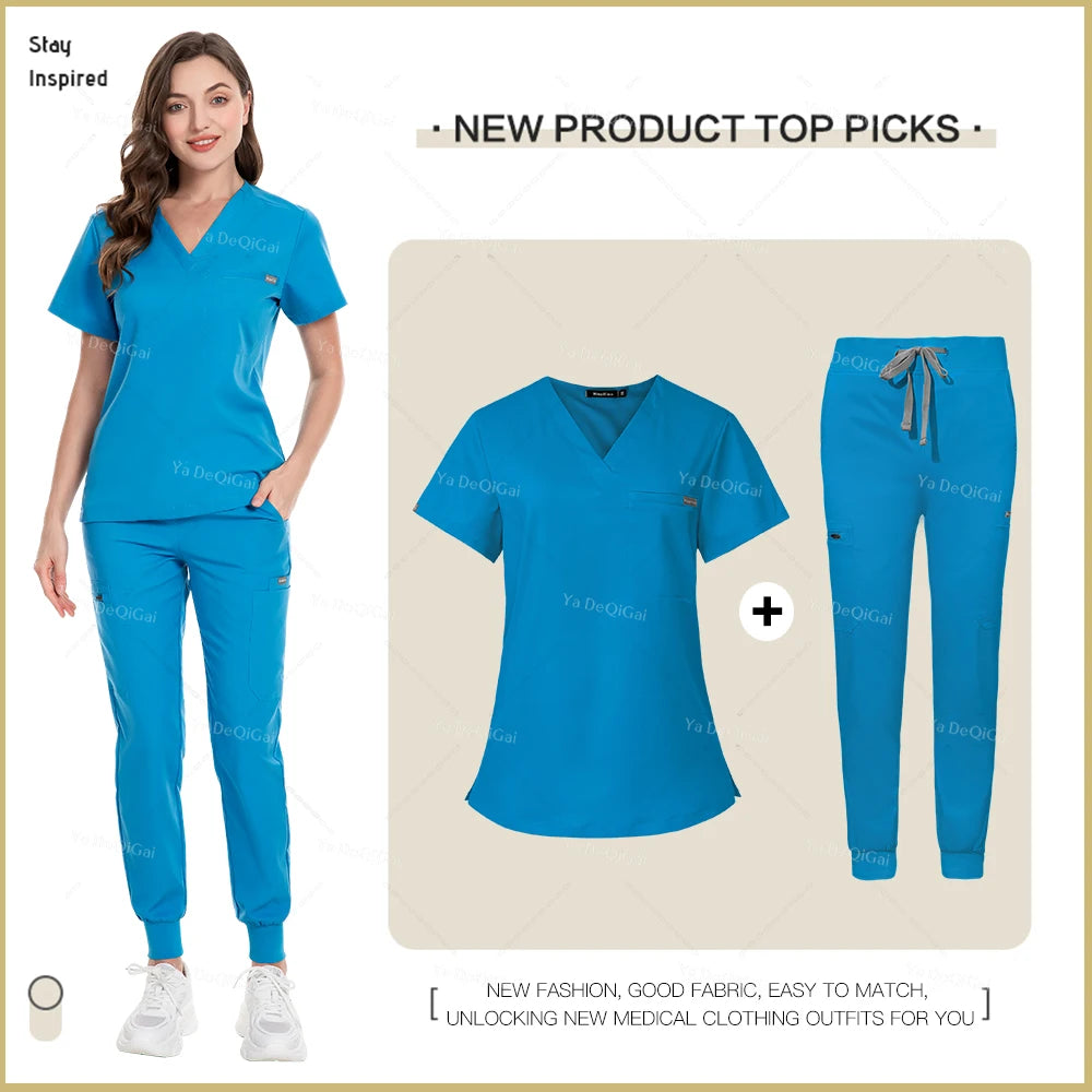 New Nurse Uniforms Women Men Casual Jogger Pants Set Pharmacy, Medical Doctor Nursing Uniform  Suit