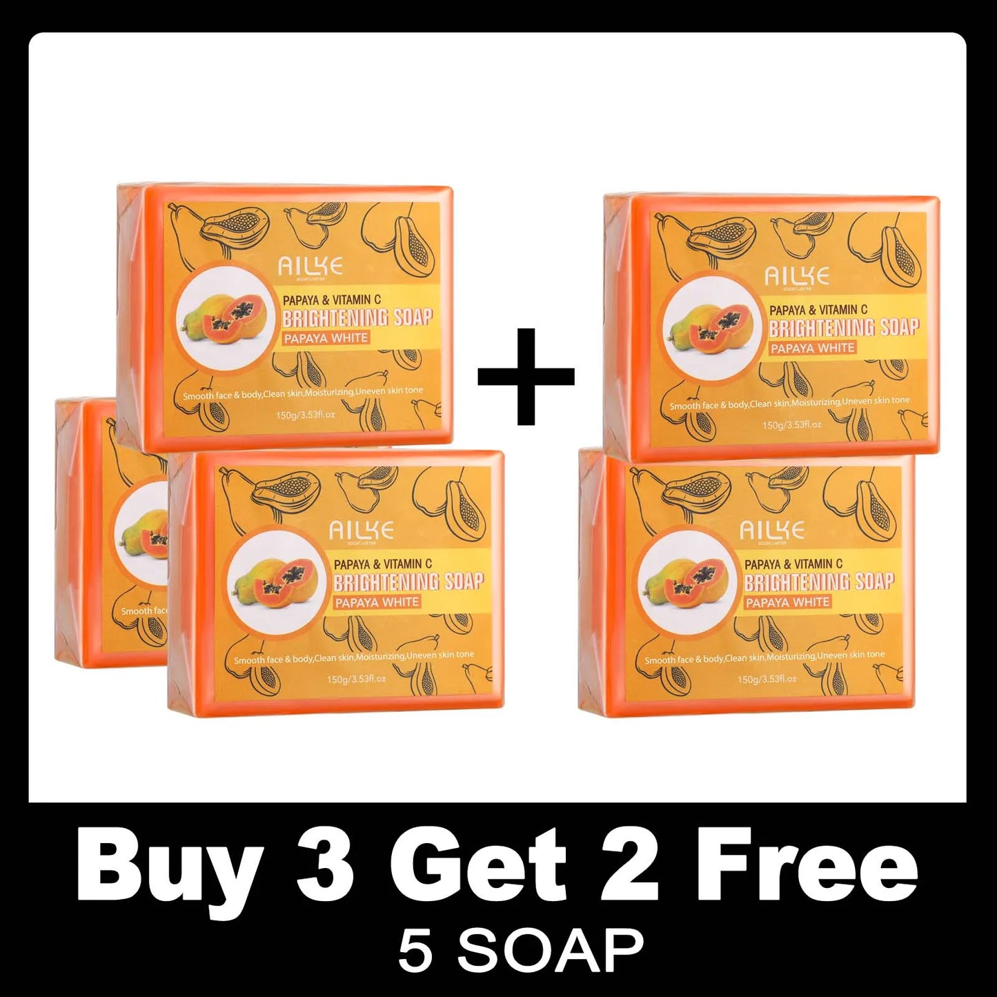 AILKE Skin Whitening Handmade Soap -Organic Papaya Soap For Black Spots,
