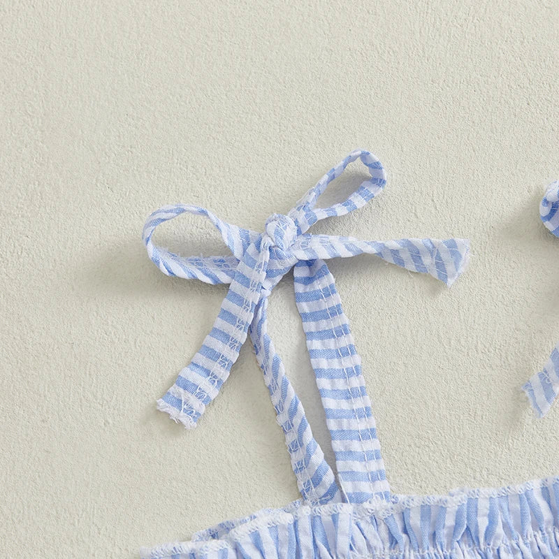 Cute Baby Girl Sleeveless Dress with Adjustable Spaghetti Straps Embroidered Letters