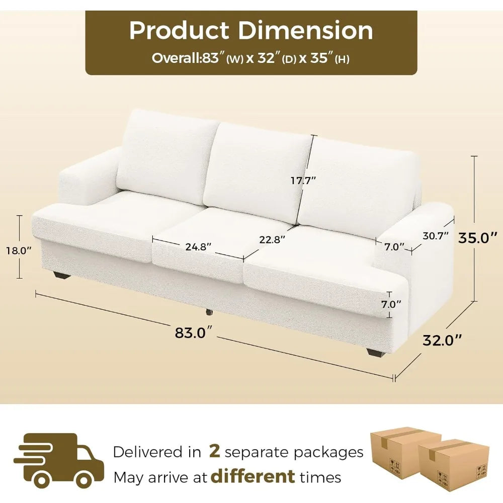 89 inch Couches for Living Room, Modern Couch with Deep Seat,