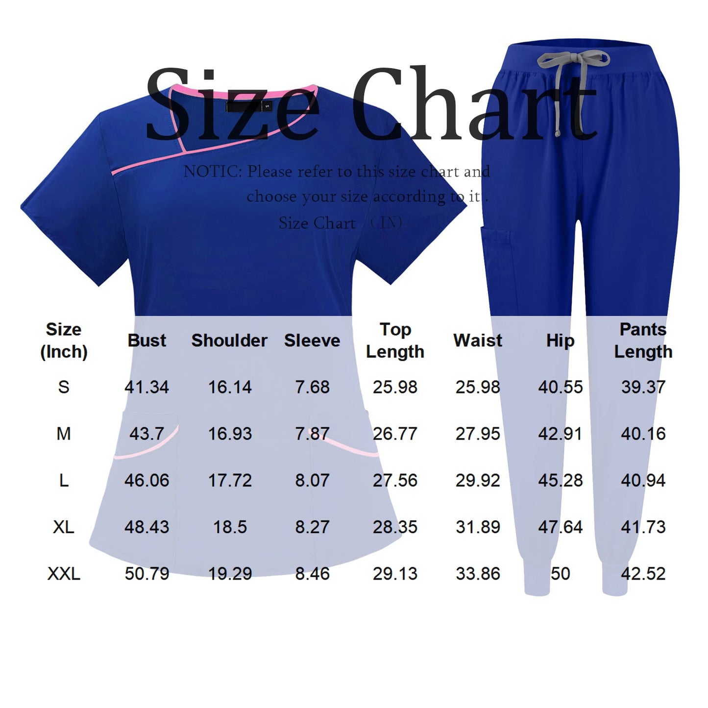 Women's Nurse Scrub Set Asymmetric Neck Short Sleeve Multi-Color Contrast Pocket Long Pants Medical Cozy Professional Workwear