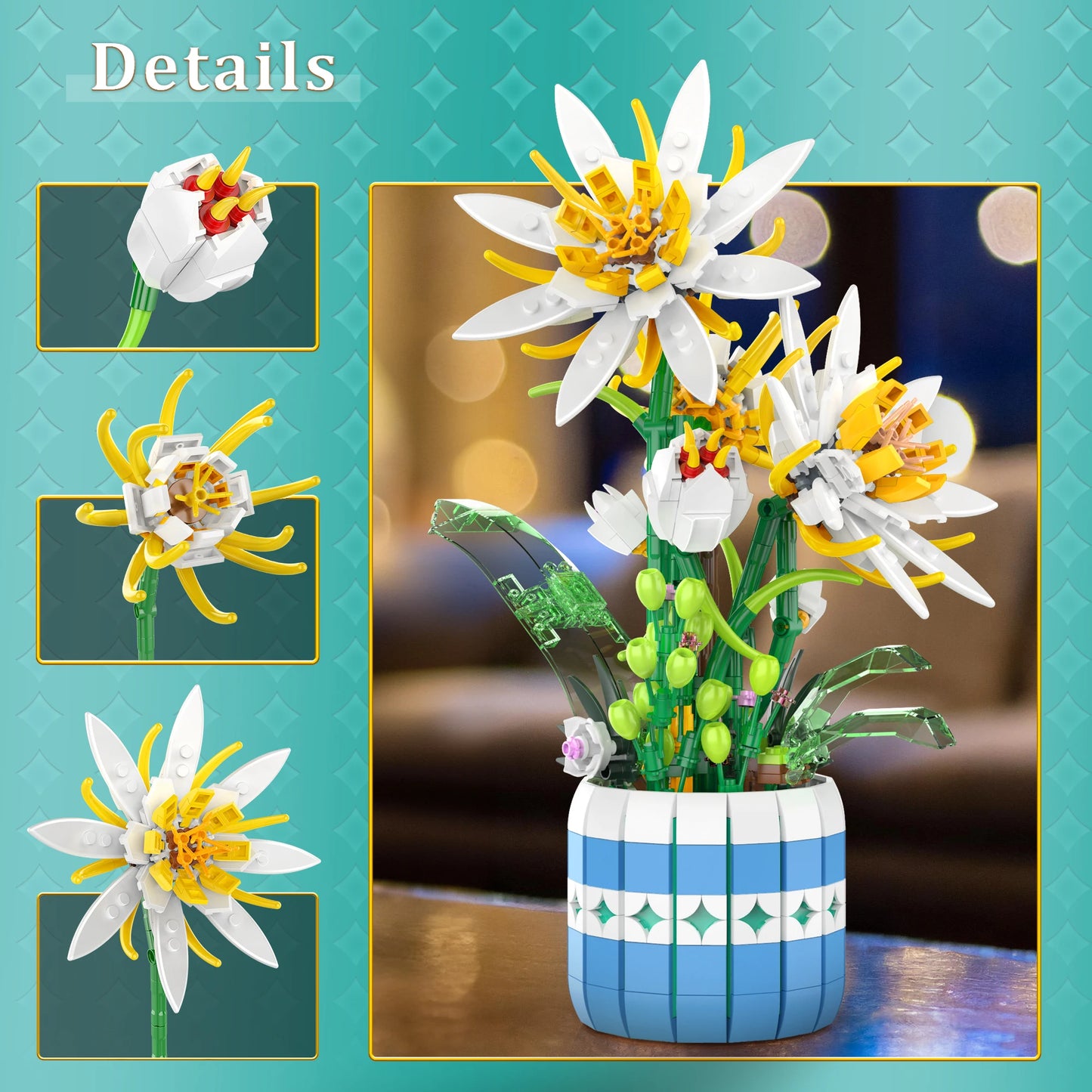 EDUCIRO Piphyllum Flower Bouquet Botanical Bonsai Building Toys