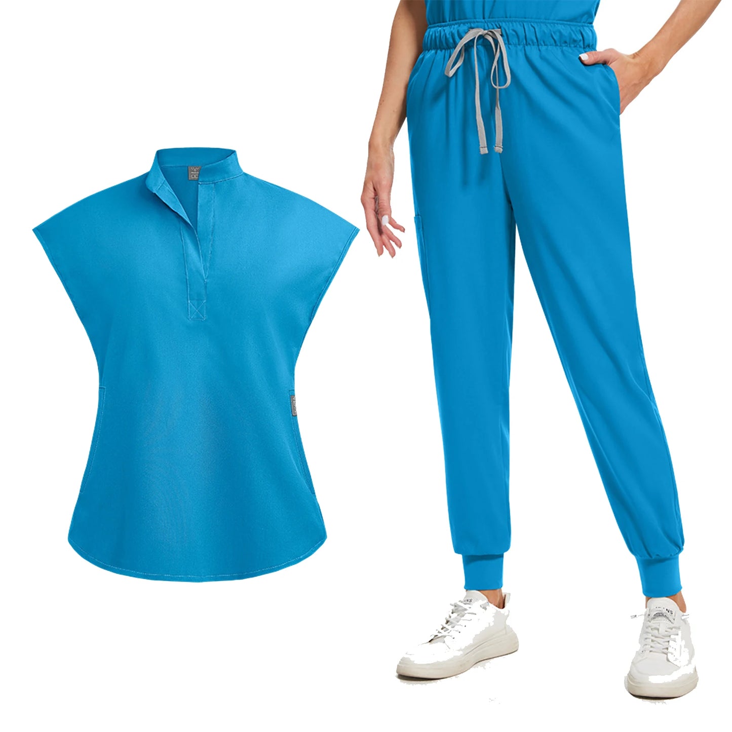Anti-Wrinkle Professional Short Sleeve V-neck Scrubs Uniforms  Unisex  Clinical Surgical Nursing