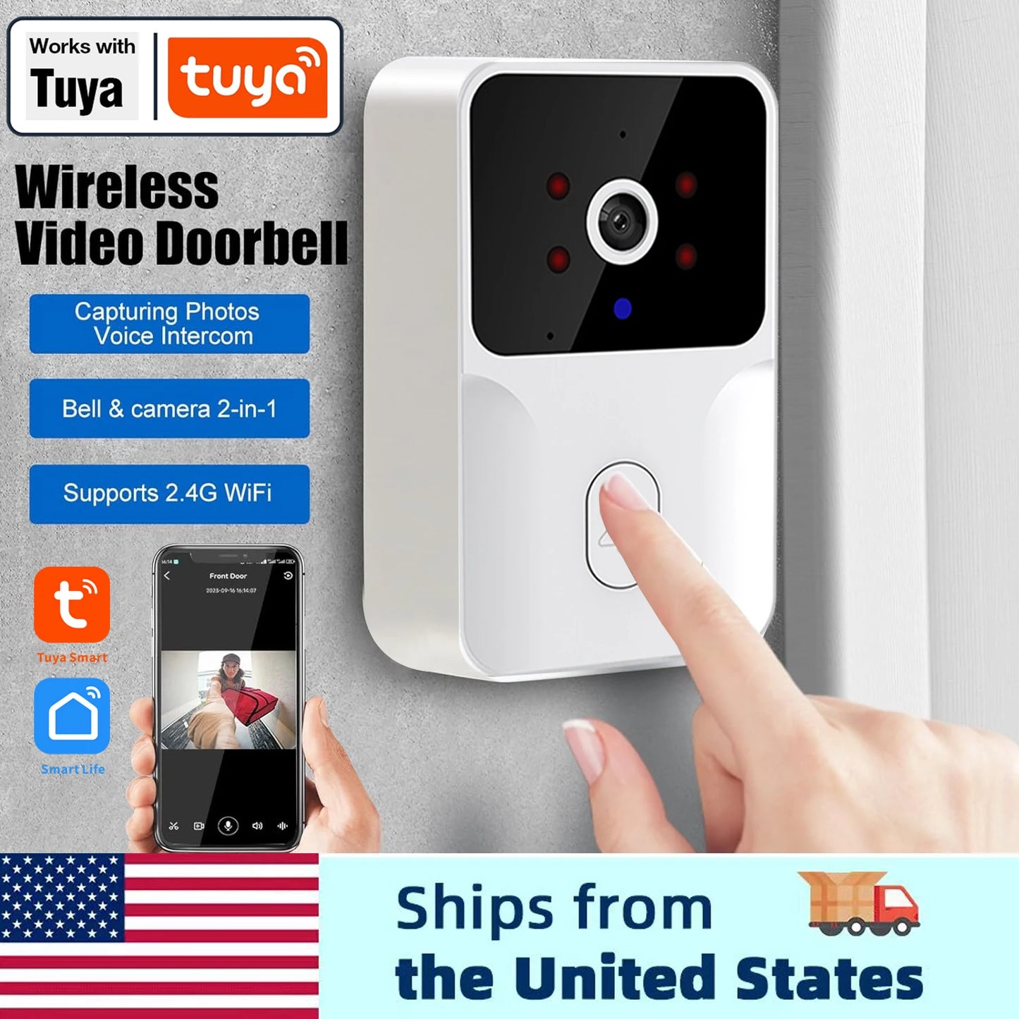 Tuya Smart Video Doorbell Camera 480P HD for Home Security
