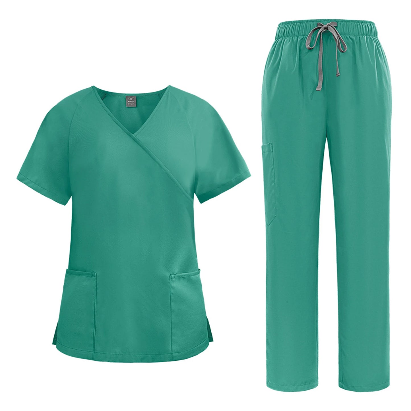 Women's Nurse Scrub Set Asymmetric V-Neck Short Sleeve Multi-Color Multi-Pocket Straight Pants