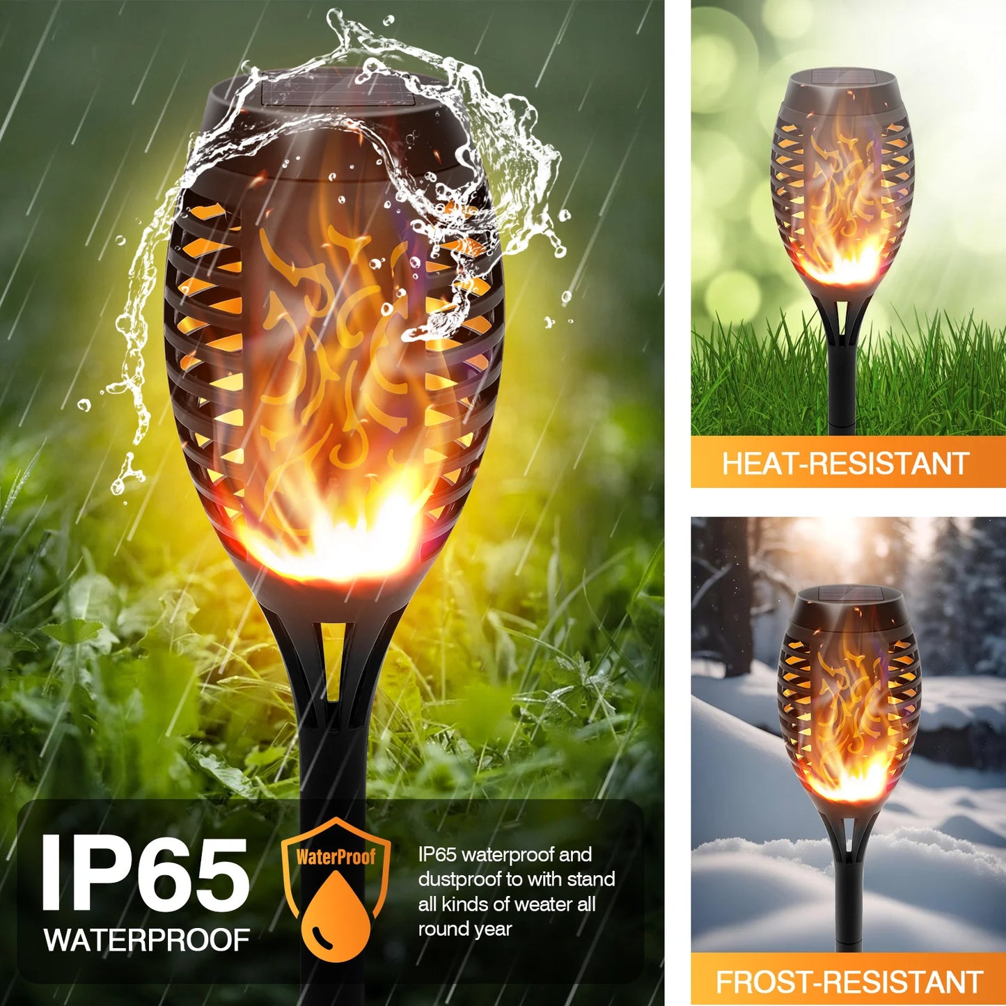 6Pack Solar Lights Outdoor Powered LED Flickering Flame Light Waterproof Orange for Garden Decor