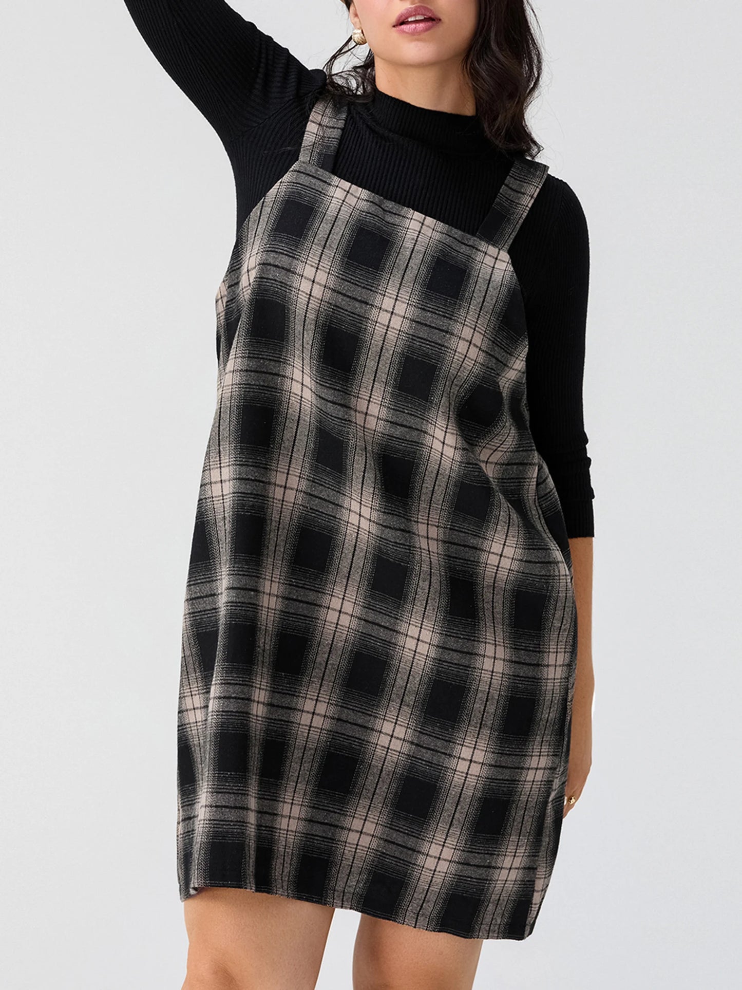 Women V Neck Long Sleeve Tunic Dress With Pockets Casual